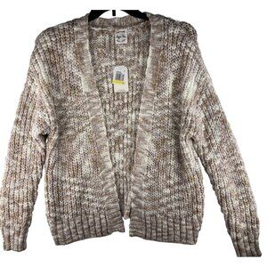 Hippie Rose  Size M Pink/Sand Combo Knit Cozy Open Front Cardigan Sweater